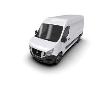 Minibüs beyaz arka planda izole. 3d resimleme