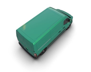 Minibüs beyaz arka planda izole. 3d resimleme