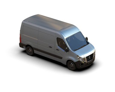 Minibüs beyaz arka planda izole. 3d resimleme