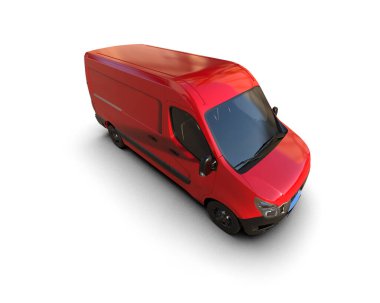 Minibüs beyaz arka planda izole. 3d resimleme