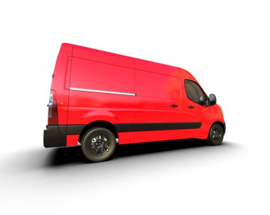 Minibüs beyaz arka planda izole. 3d resimleme