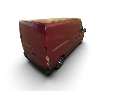 Minibüs beyaz arka planda izole. 3d resimleme