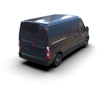 Minibüs beyaz arka planda izole. 3d resimleme