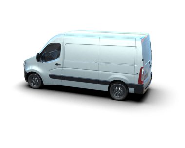 Minibüs beyaz arka planda izole. 3d resimleme