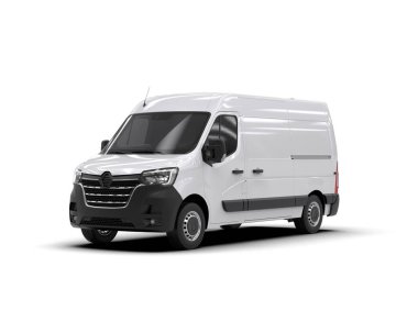 Minibüs beyaz arka planda izole. 3d resimleme