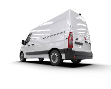 Minibüs beyaz arka planda izole. 3d resimleme