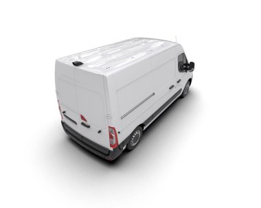 Minibüs beyaz arka planda izole. 3d resimleme