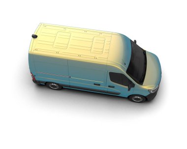 Minibüs beyaz arka planda izole. 3d resimleme