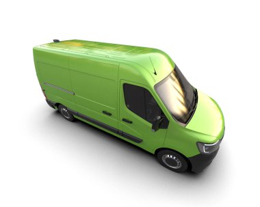 Minibüs beyaz arka planda izole. 3d resimleme