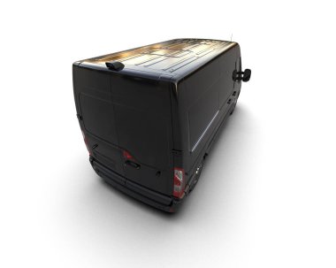 Minibüs beyaz arka planda izole. 3d resimleme