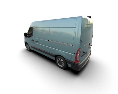 Minibüs beyaz arka planda izole. 3d resimleme