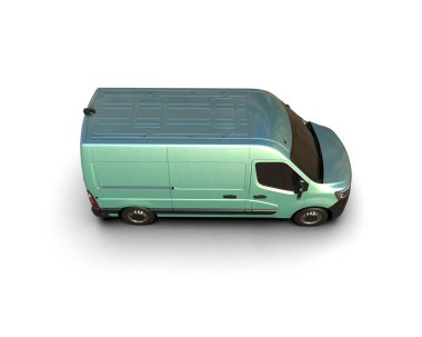 Minibüs beyaz arka planda izole. 3d resimleme