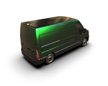 Minibüs beyaz arka planda izole. 3d resimleme