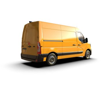 Minibüs beyaz arka planda izole. 3d resimleme