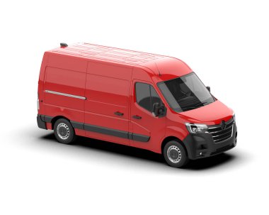 Minibüs beyaz arka planda izole. 3d resimleme