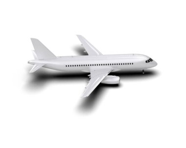 Beyaz arka planda izole edilmiş bir uçak. 3d görüntüleme - illüstrasyon