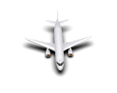 Beyaz arka planda izole edilmiş bir uçak. 3d görüntüleme - illüstrasyon