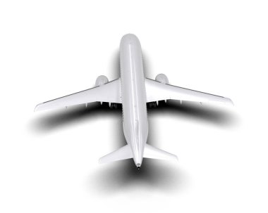Beyaz arka planda izole edilmiş bir uçak. 3d görüntüleme - illüstrasyon