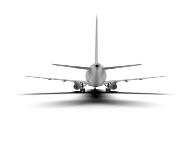 Beyaz arka planda izole edilmiş bir uçak. 3d görüntüleme - illüstrasyon