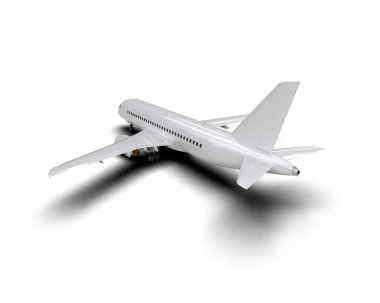 Beyaz arka planda izole edilmiş bir uçak. 3d görüntüleme - illüstrasyon