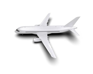 Beyaz arka planda izole edilmiş bir uçak. 3d görüntüleme - illüstrasyon