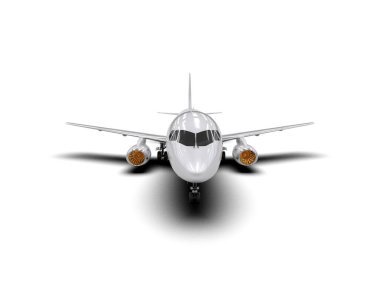 Beyaz arka planda izole edilmiş bir uçak. 3d görüntüleme - illüstrasyon