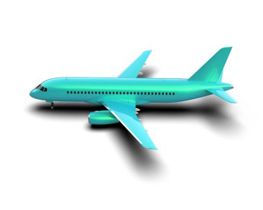 Beyaz arka planda izole edilmiş bir uçak. 3d görüntüleme - illüstrasyon