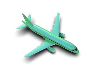 Beyaz arka planda izole edilmiş bir uçak. 3d görüntüleme - illüstrasyon