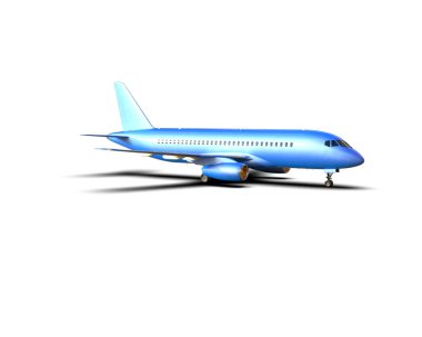 Beyaz arka planda izole edilmiş bir uçak. 3d görüntüleme - illüstrasyon