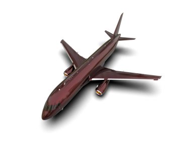 Beyaz arka planda izole edilmiş bir uçak. 3d görüntüleme - illüstrasyon