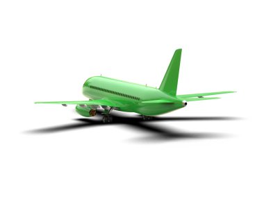 Beyaz arka planda izole edilmiş bir uçak. 3d görüntüleme - illüstrasyon