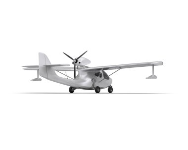 Beyaz arka planda izole edilmiş bir uçak. 3d görüntüleme - illüstrasyon