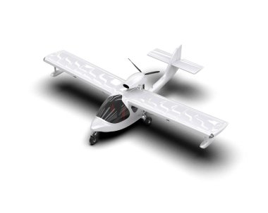 Beyaz arka planda izole edilmiş bir uçak. 3d görüntüleme - illüstrasyon