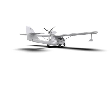 Beyaz arka planda izole edilmiş bir uçak. 3d görüntüleme - illüstrasyon