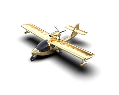 Beyaz arka planda izole edilmiş bir uçak. 3d görüntüleme - illüstrasyon