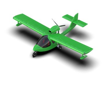 Beyaz arka planda izole edilmiş bir uçak. 3d görüntüleme - illüstrasyon