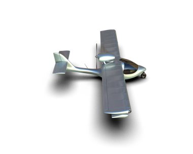 Beyaz arka planda izole edilmiş bir uçak. 3d görüntüleme - illüstrasyon