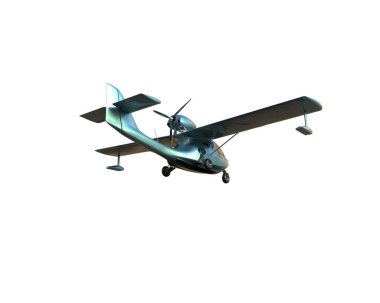 Beyaz arka planda izole edilmiş bir uçak. 3d görüntüleme - illüstrasyon