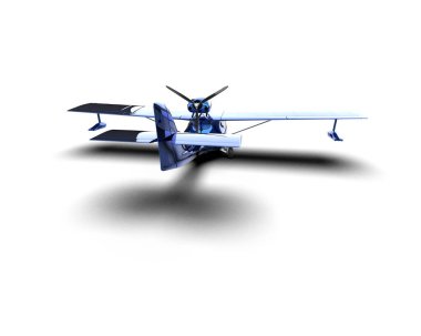 Beyaz arka planda izole edilmiş bir uçak. 3d görüntüleme - illüstrasyon