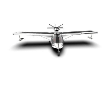 Beyaz arka planda izole edilmiş bir uçak. 3d görüntüleme - illüstrasyon