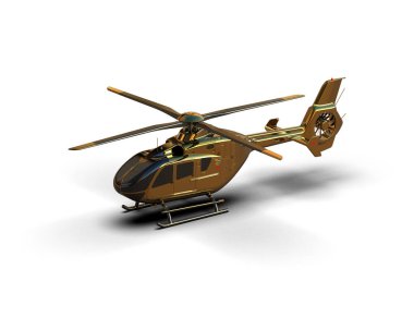 Helikopter beyaz arka planda izole edildi. 3d görüntüleme - illüstrasyon