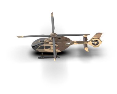 Helikopter beyaz arka planda izole edildi. 3d görüntüleme - illüstrasyon