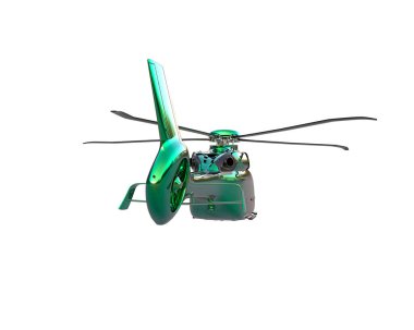 Helikopter beyaz arka planda izole edildi. 3d görüntüleme - illüstrasyon