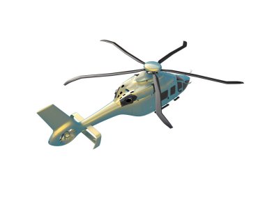 Helikopter beyaz arka planda izole edildi. 3d görüntüleme - illüstrasyon
