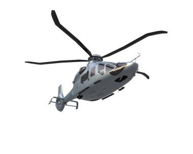 Helikopter beyaz arka planda izole edildi. 3d görüntüleme - illüstrasyon