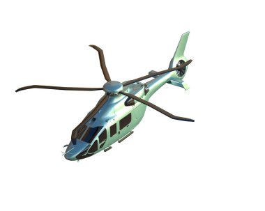 Helikopter beyaz arka planda izole edildi. 3d görüntüleme - illüstrasyon