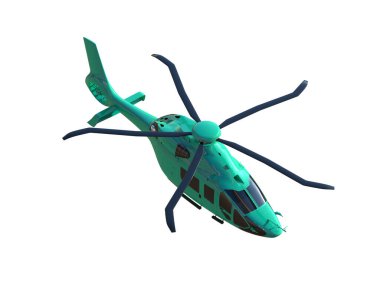Helikopter beyaz arka planda izole edildi. 3d görüntüleme - illüstrasyon