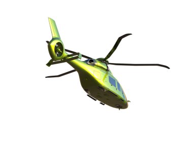 Helikopter beyaz arka planda izole edildi. 3d görüntüleme - illüstrasyon