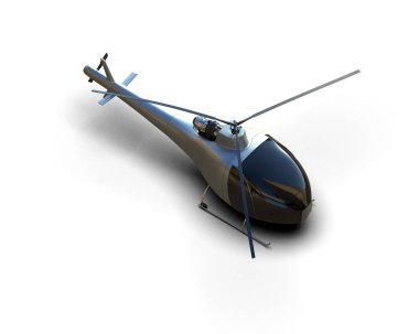 Helikopter beyaz arka planda izole edildi. 3d görüntüleme - illüstrasyon