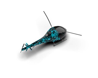Savaş helikopteri arka planda izole edildi. 3d görüntüleme - illüstrasyon
